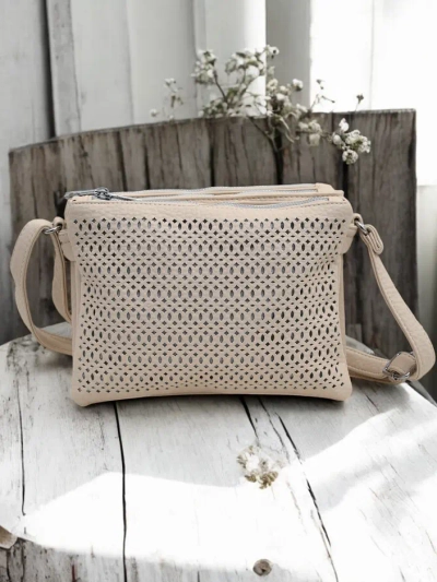 Royalfashion Spitzenkleine Handtasche für Damen aus Lederimitat mit 3 Fächern