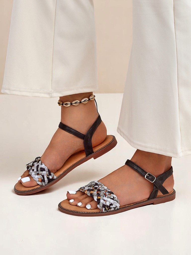 Royalfashion Damen Sandalen mit flacher Sohle ColorStrap