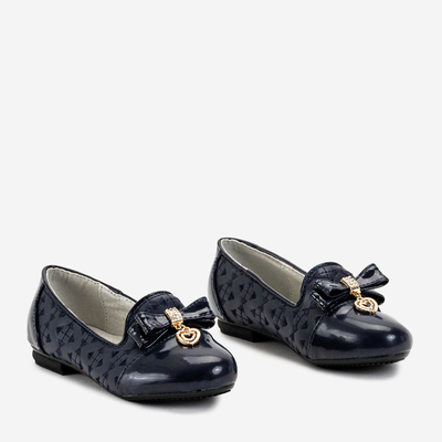 Marineblaue Ballerinas für Mädchen mit Stickerei und Schleife Olije - Schuhe