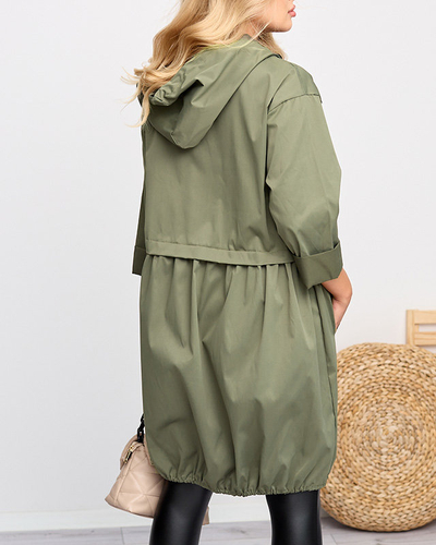 Lange Windjacke für Damen in dunkelgrüner Farbe - Kleidung