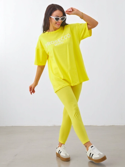 Royalfashion Котонова жіноча комплектація з короткими рукавами та легінсами