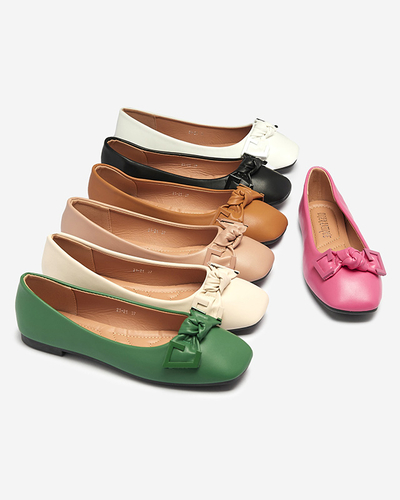 Жіночі бежеві балетки з декором на носі Caxien- Footwear