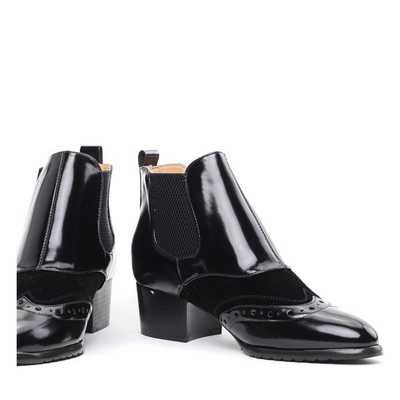 Retro schwarz lackierte Farinola Stiefel - Schuhe