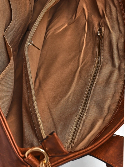 Damenhandtasche Kallistia Vintage braunes Öko-Leder 47x30x14 cm
