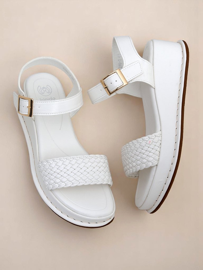 Royalfashion Damen Keilsandalen mit geflochtenem Riemen Fiolle