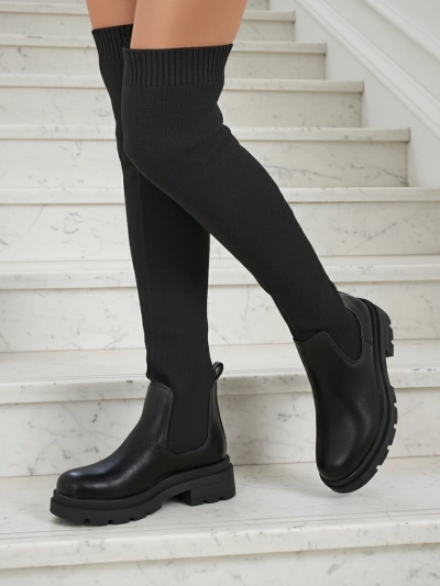Lange Damen Schlupf-Overknee-Stiefel Orlina