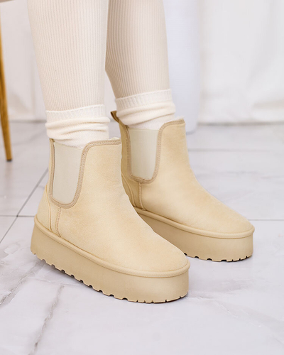 Royalfashion Beige Damen Plateau Schneestiefel Stiellsia