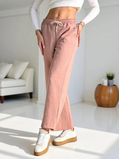 Royalfashion Жіночі широкі спортивні штани з стразами