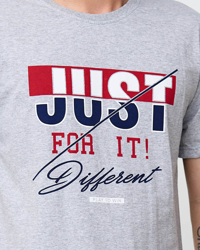 Graues trendiges Herren-T-Shirt mit Aufdruck - Bekleidung