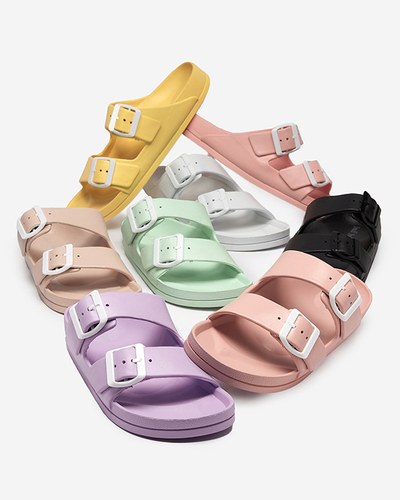 Beige Damenhausschuhe mit Schnallen. Teliwo - Footwear