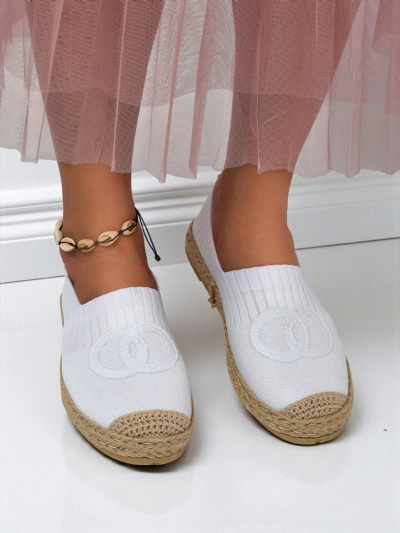 Damen Espadrilles Calista Biancha – weiße flache aus Öko-Wildleder, italienischer Stil