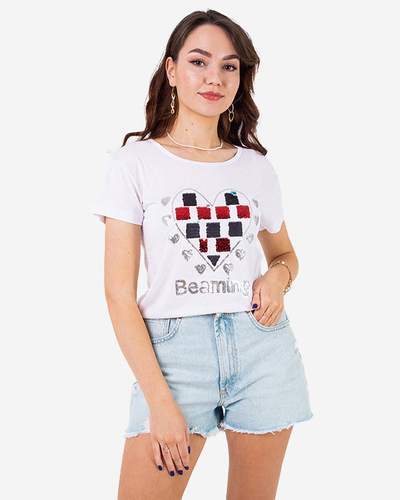 Weißes Damen-T-Shirt mit Aufdruck - Kleidung