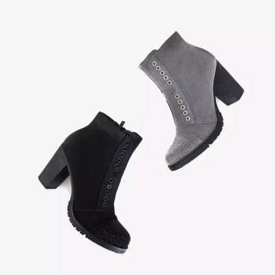 OUTLET Graue Damenstiefeletten mit Verzierungen Valor - Schuhe