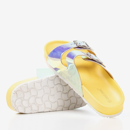Жовті шльопанці з голографічною обробкою Sumire - Взуття 1