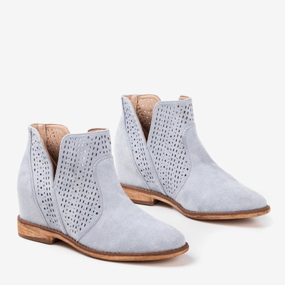 Hellblaue Stiefel auf einem überzogenen Besis-Cowboystiefel mit Keilabsatz - Schuhe 1