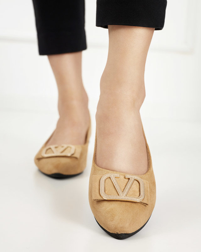 Beige Damen-Ballerinas mit Verzierung an der Spitze Cavo - Footwear