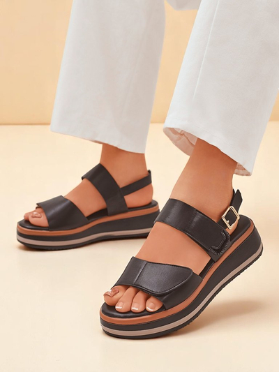 Royalfashion Damensandalen mit dickerer Sohle Tulipp