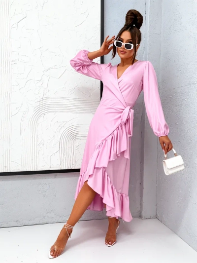 Royalfashion Зав’язана жіноча міді-сукня з рюшим