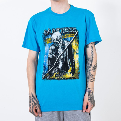 Hellblaues Baumwoll-Herren-T-Shirt - Kleidung