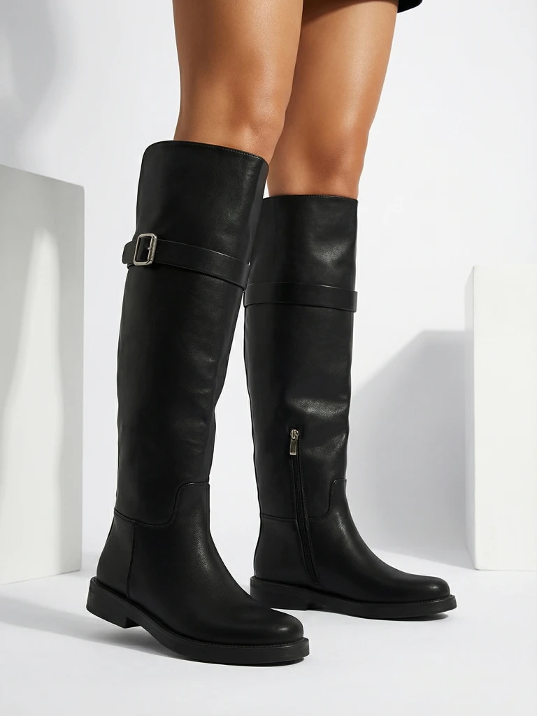 Damen Overknee Stiefel aus Öko-Leder Denivra