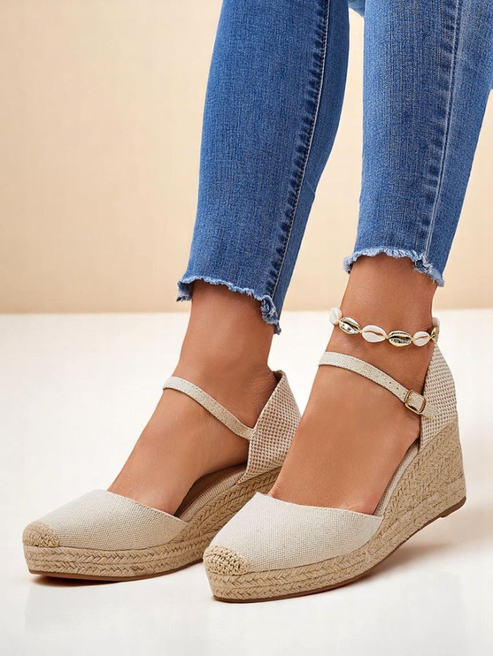 Damen Keilsandaletten Callista Royalfashion beige Öko-Leder