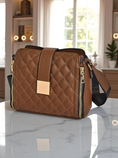 Damenhandtasche Aurelia – Dunkelbraunes, ökologisches Lackleder, 22x20cm