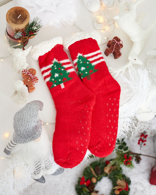 Royalfashion Теплі червоні різдвяні жіночі шкарпетки