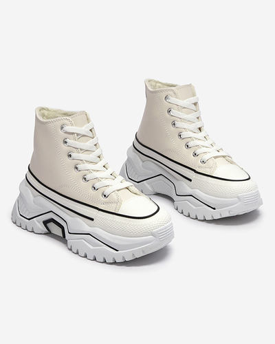 Damen cremefarbene isolierte Plateau-Sportschuhe a'la sneakers Retiha - Schuhe