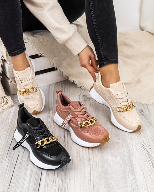 Рожеві жіночі кросівки з золотим ланцюжком Nerika