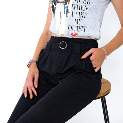 Schwarze elegante Damenhose mit geradem Bein - Kleidung