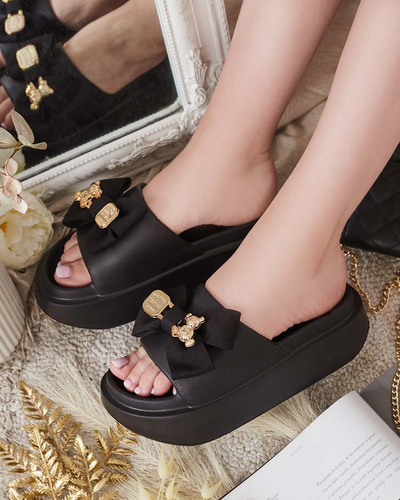 Royalfashion Damen-Gummi-Flip-Flops mit Zierschleife Apis