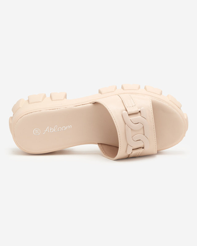 Beige Damenhausschuhe auf dickerer Sohle. Inza - Footwear