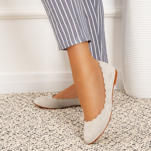 Hellgraue Damen Ballerinas aus Öko-Wildleder Antonelia - Footwear