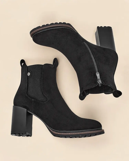 Жіночі еко-замшеві чоботи до щиколотки Royalfashion на підборі Idilla