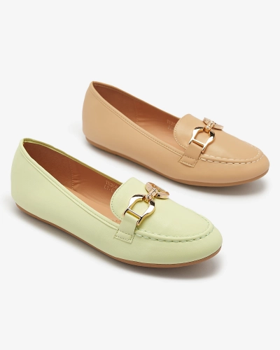 Grüne Damenmokassins aus Öko-Leder mit Verzierung Wiwet-Footwear