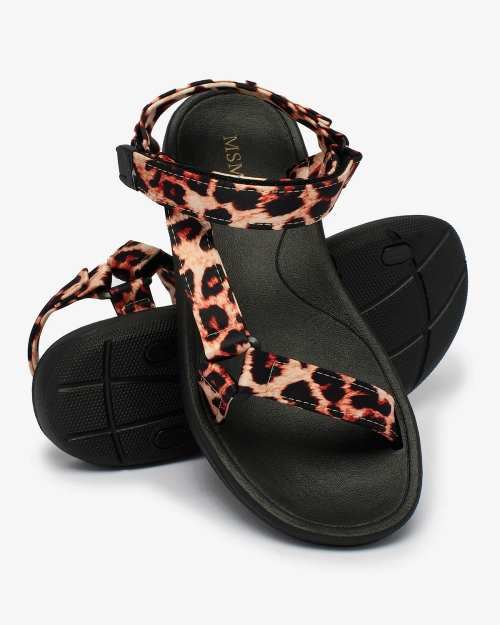 Жіночі босоніжки Royalfashion Бежеві з леопардовим візерунком Leonno