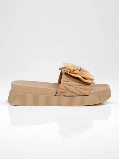 Royalfashion Damen Plateau Pantoletten mit Schleife Sento Pace