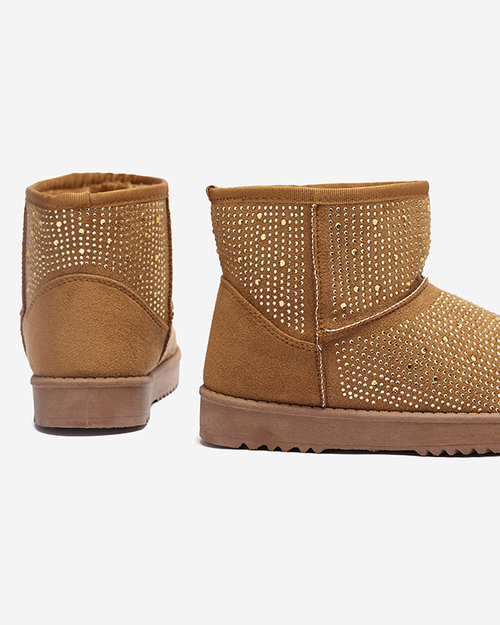 Коричневі жіночі чоботи зі стразами Rudis
