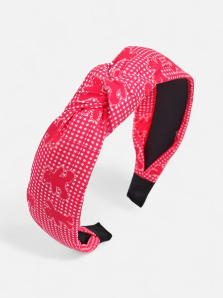 Royalfashion Haarband mit Karomuster, Flechtdesign und Bären