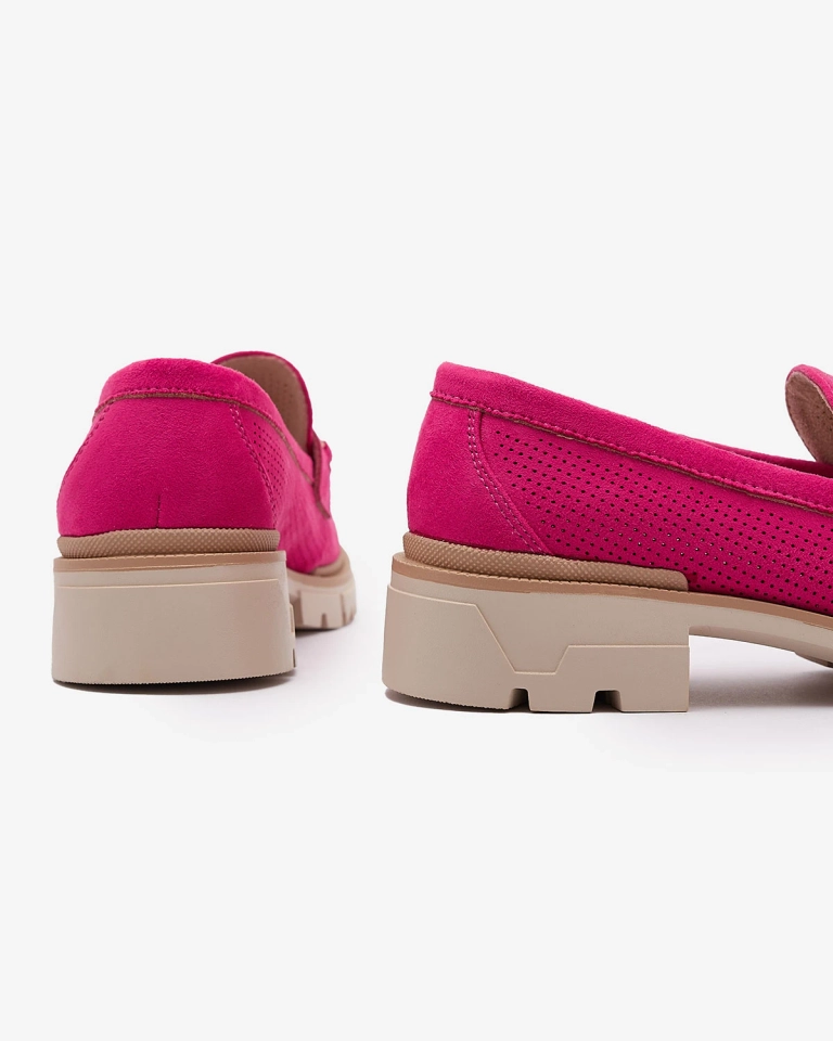 Fuchsia durchbrochene Damenmokassins mit Kette Imerila - Footwear