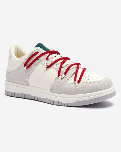 Weiße und graue Damen-Sport-Sneakers mit roten Schnürsenkeln Olierinc - Schuhe