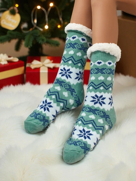 Warm gefütterte weihnachtliche Damen Socken WinterJoy