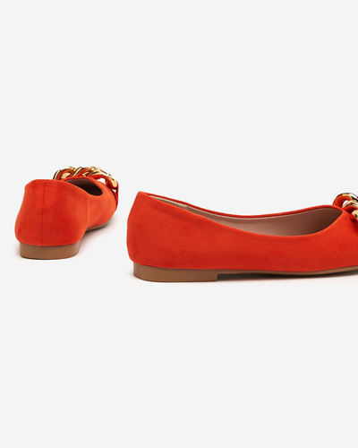 OUTLET Damen-Ballerinas in Orange mit Caviene-Dekoration - Schuhe