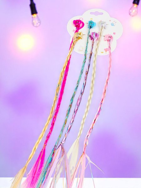 Royalfashion Bunte Clip-in-Zöpfe mit Haarklammern