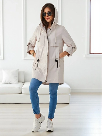 Royalfashion Damen lange Windbreaker-Jacke