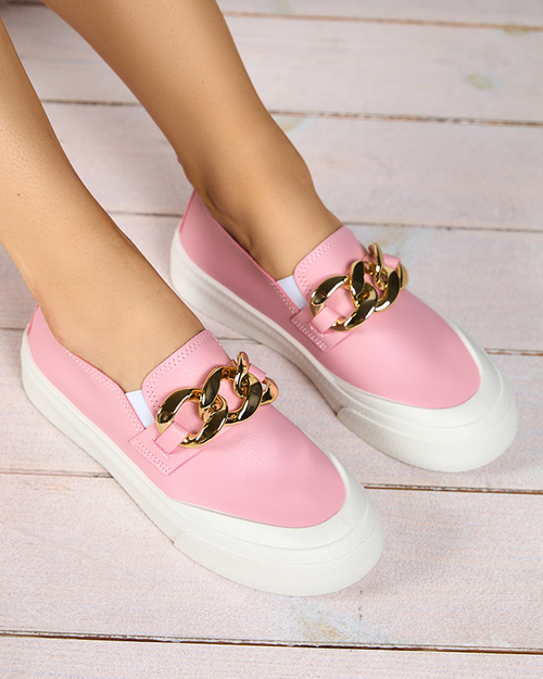 Рожеві жіночі сліпони на більш товстій підошві з прикрасою Senula - Взуття