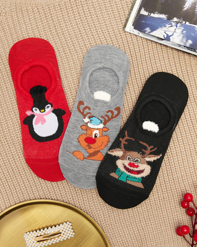 Bunte Fußsocken mit Weihnachtsdruck 3er-Pack - Unterwäsche