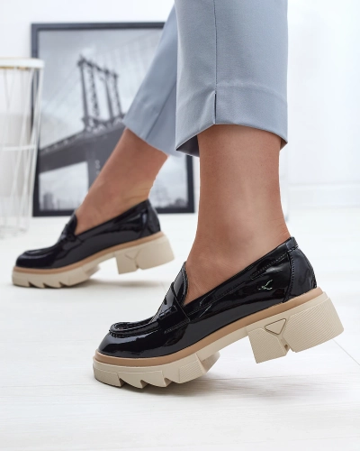 Schwarze Damen Mokassins aus Öko-Lackleder Sepop- Footwear