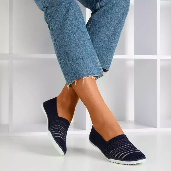 OUTLET Dunkelblaue Slip-On-Sneakers mit Streifen von Yeqa - Footwear