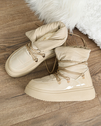 Royalfashion Damen Schlupf-Schneestiefel in hellbraun Dabenda